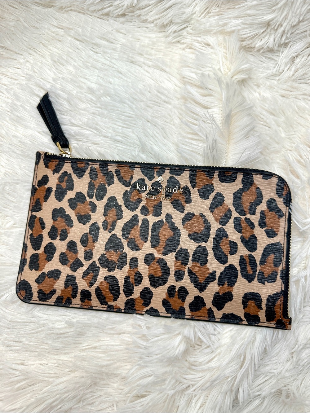 ♠️ Kate Spade Leopard Zip Long Wallet Card Holder Authentic